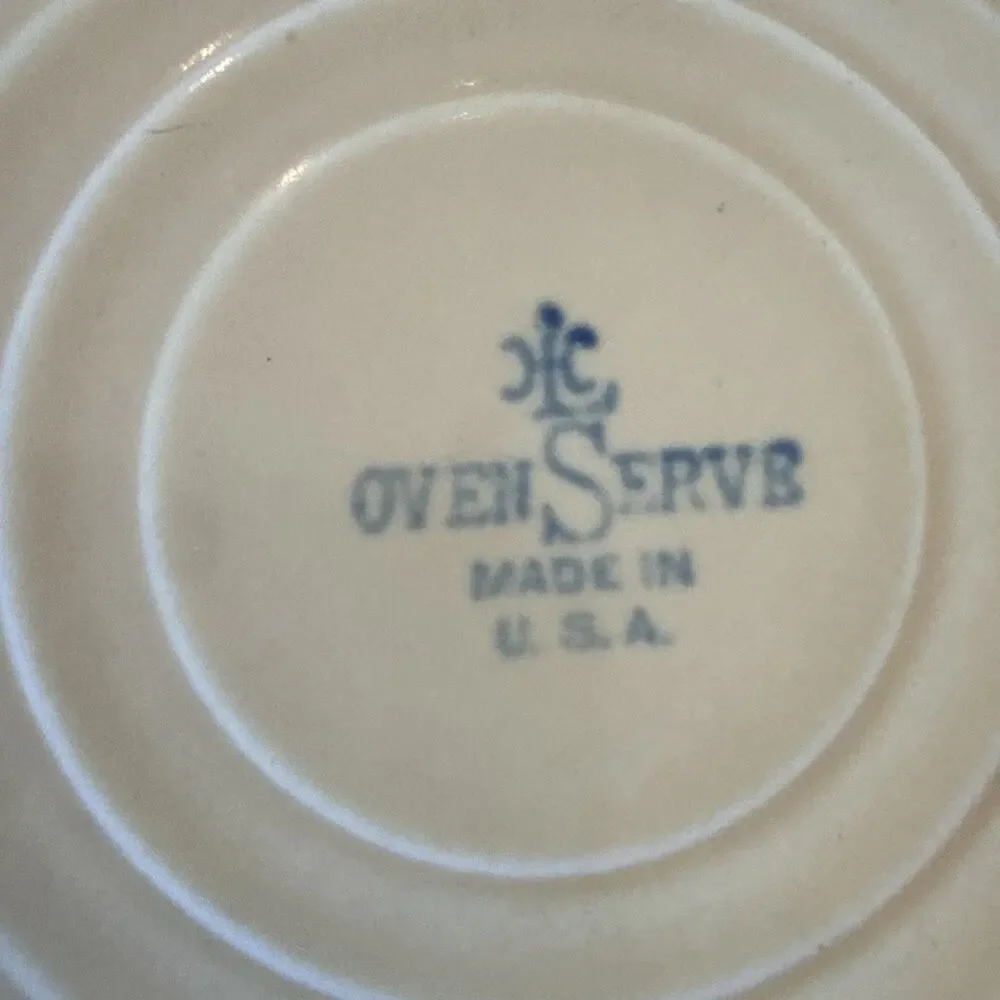 VTG Homer Laughlin OvenServe Deep Dish Pie Plates Embossed Floral Orange Yellow